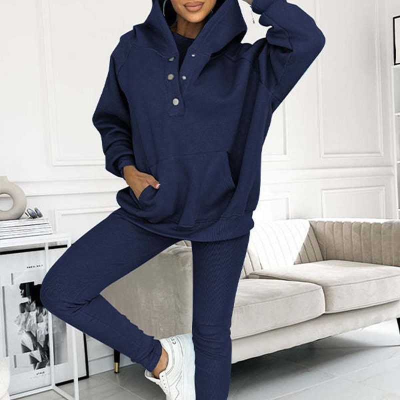 Lässiger und bequemer Sweatshirt-Anzug mit Kapuze-4