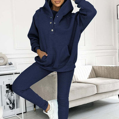 Lässiger und bequemer Sweatshirt-Anzug mit Kapuze-4