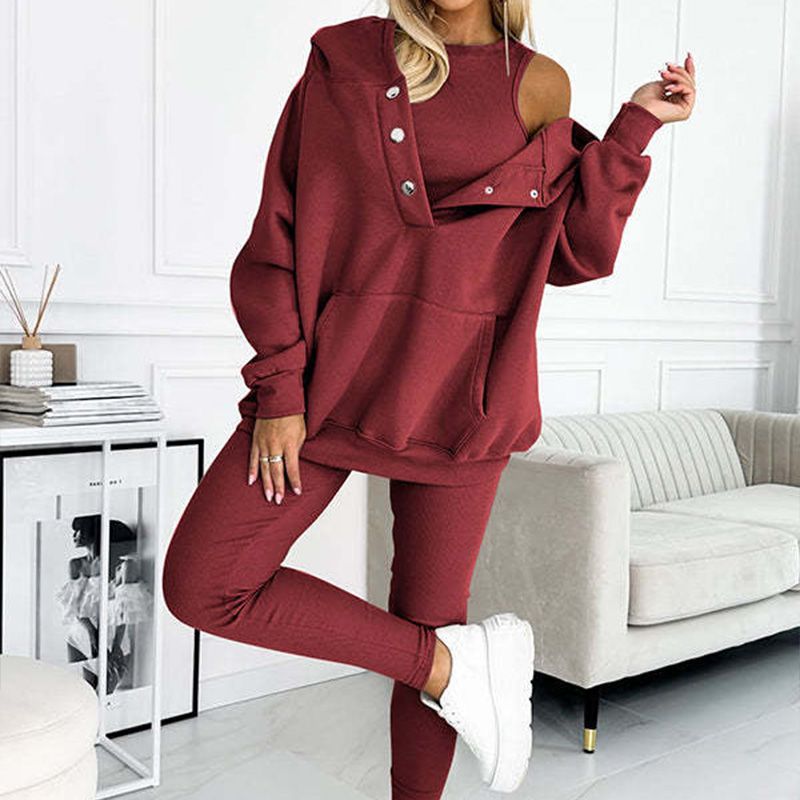 Lässiger und bequemer Sweatshirt-Anzug mit Kapuze-16