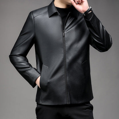 Herren Casual Business Revers PU Lederjacke-3