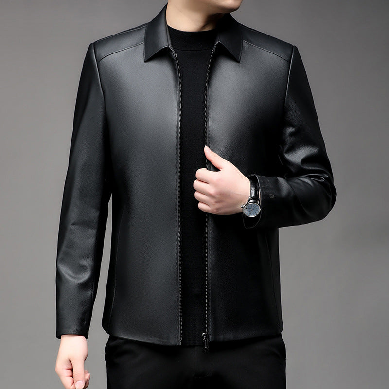 Herren Casual Business Revers PU Lederjacke-1