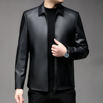 Herren Casual Business Revers PU Lederjacke-1