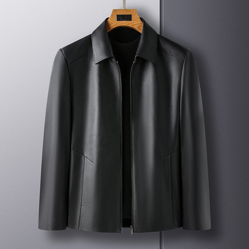 Herren Casual Business Revers PU Lederjacke-8