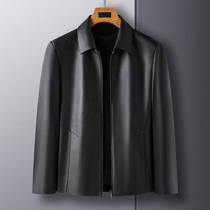 Herren Casual Business Revers PU Lederjacke-8