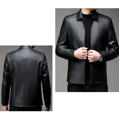 Herren Casual Business Revers PU Lederjacke-7