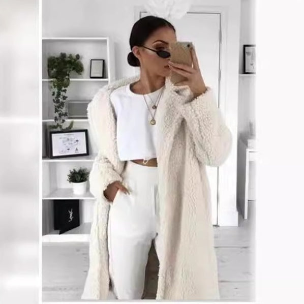 💕Women's Long Faux Fleece Warm Cardigan Coat-2