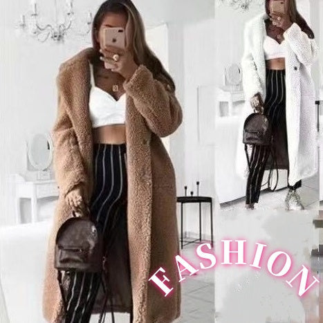 💕Women's Long Faux Fleece Warm Cardigan Coat-5