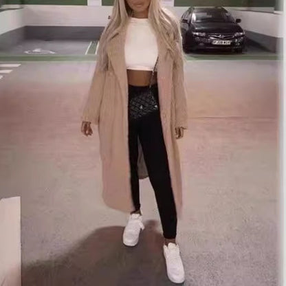💕Women's Long Faux Fleece Warm Cardigan Coat-4