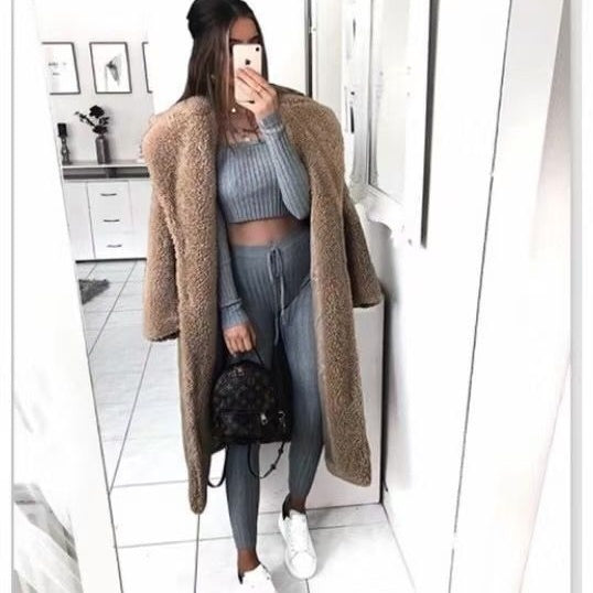 💕Women's Long Faux Fleece Warm Cardigan Coat-6