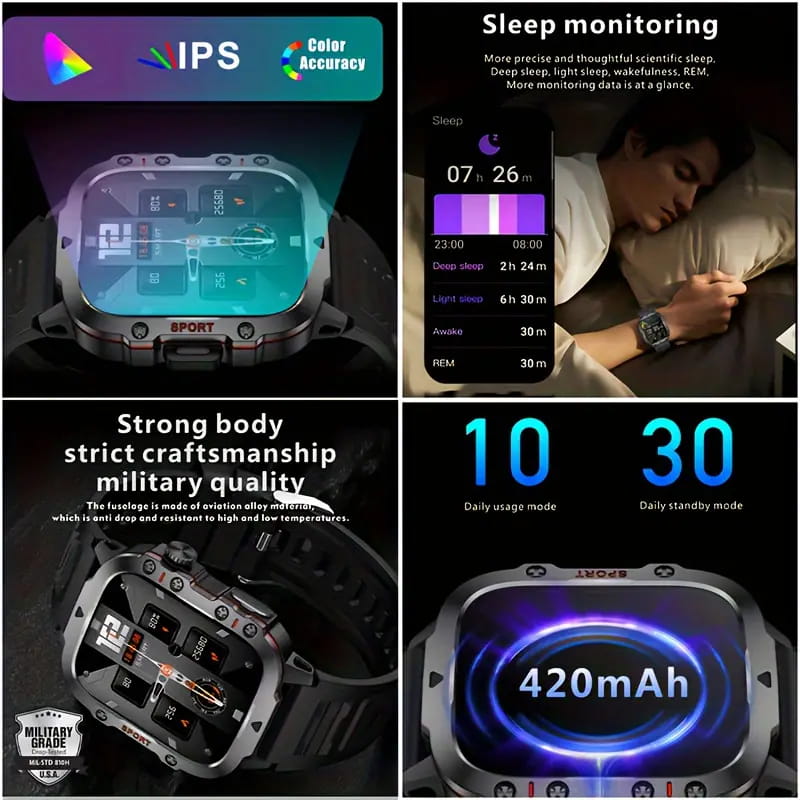 ⌚️Rugged Outdoor Smart Watch - 100+ Sports Modes-2