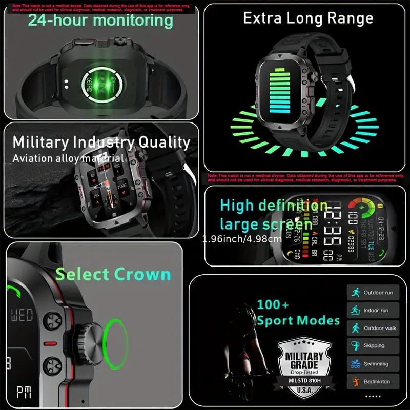 ⌚️Rugged Outdoor Smart Watch - 100+ Sports Modes-4