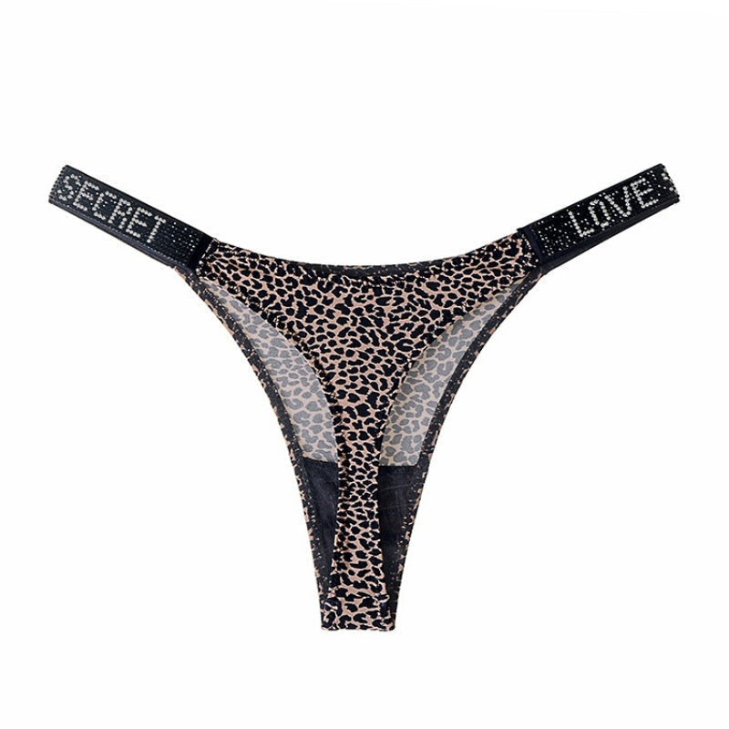 Damen Sexy String Tanga mit Strasssteinen, niedrige Taille, hoher Schnitt, Bikini-Unterwäsche, Hipster, T-Back-Höschen-1
