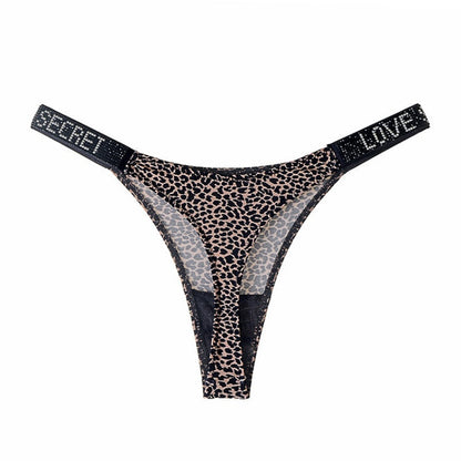Damen Sexy String Tanga mit Strasssteinen, niedrige Taille, hoher Schnitt, Bikini-Unterwäsche, Hipster, T-Back-Höschen-1