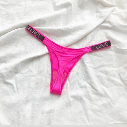 Damen Sexy String Tanga mit Strasssteinen, niedrige Taille, hoher Schnitt, Bikini-Unterwäsche, Hipster, T-Back-Höschen-4