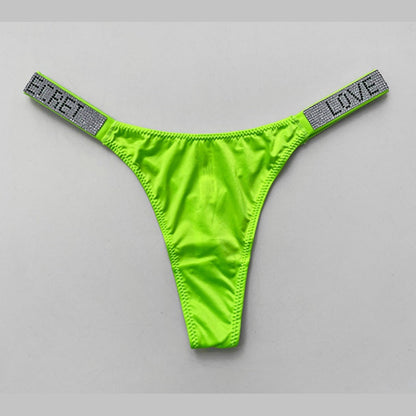 Damen Sexy String Tanga mit Strasssteinen, niedrige Taille, hoher Schnitt, Bikini-Unterwäsche, Hipster, T-Back-Höschen-8