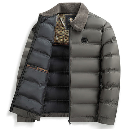 Hohe Qualität🔥Wärmende, wasserdichte Herren-Daunenjacke mit Kragen🔥-4