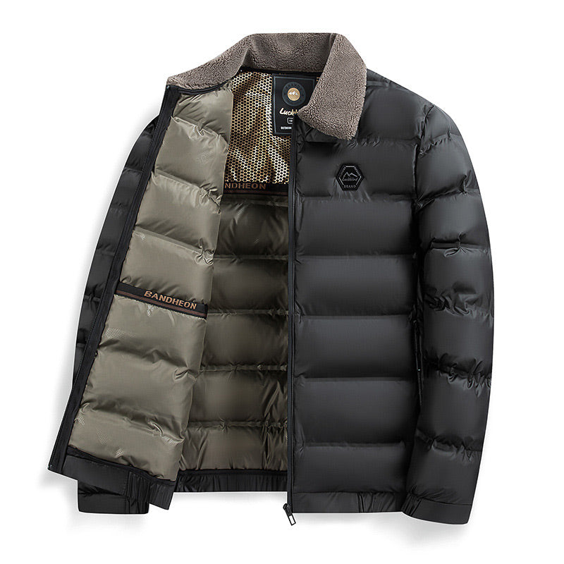 Hohe Qualität🔥Wärmende, wasserdichte Herren-Daunenjacke mit Kragen🔥-3
