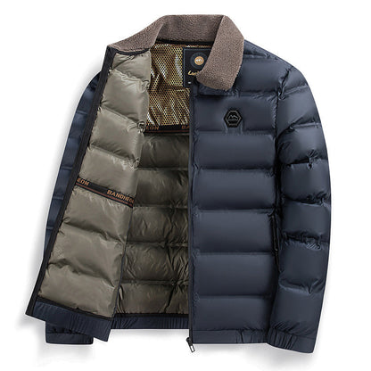 Hohe Qualität🔥Wärmende, wasserdichte Herren-Daunenjacke mit Kragen🔥-2