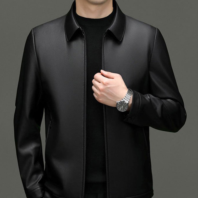 Klassische PU-Lederjacke für Herren mit Frontreißverschluss 🔥Business Casual Easy Match