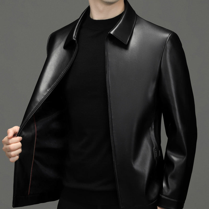 Klassische PU-Lederjacke für Herren mit Frontreißverschluss 🔥Business Casual Easy Match-10