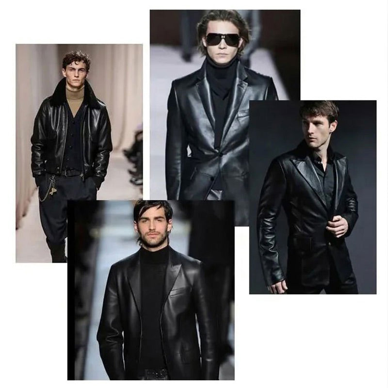 Klassische PU-Lederjacke für Herren mit Frontreißverschluss 🔥Business Casual Easy Match-2