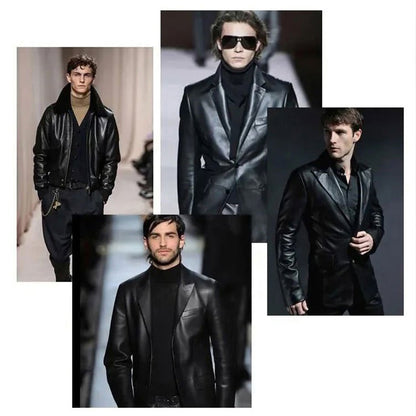 Klassische PU-Lederjacke für Herren mit Frontreißverschluss 🔥Business Casual Easy Match-2