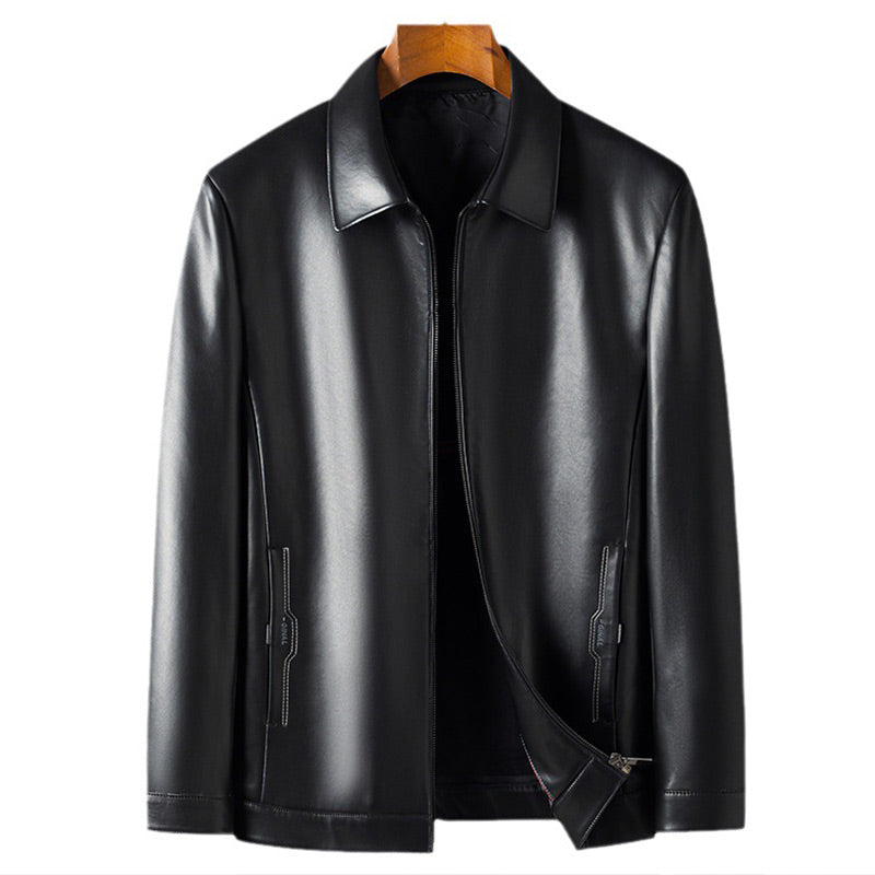 Klassische PU-Lederjacke für Herren mit Frontreißverschluss 🔥Business Casual Easy Match-5