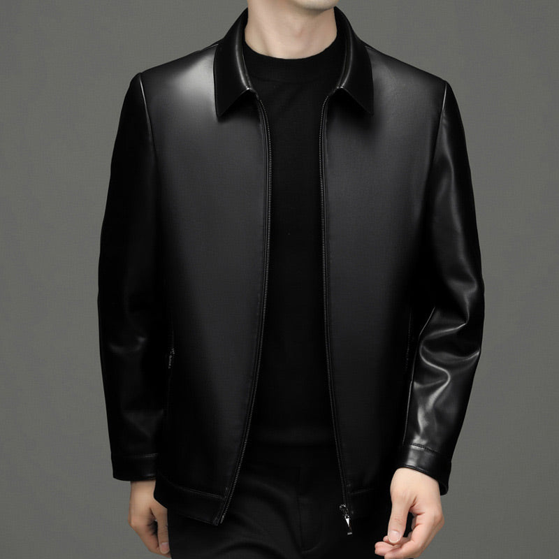 Klassische PU-Lederjacke für Herren mit Frontreißverschluss 🔥Business Casual Easy Match-6