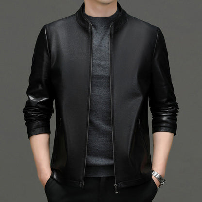 Klassische PU-Lederjacke für Herren mit Frontreißverschluss 🔥Business Casual Easy Match-7