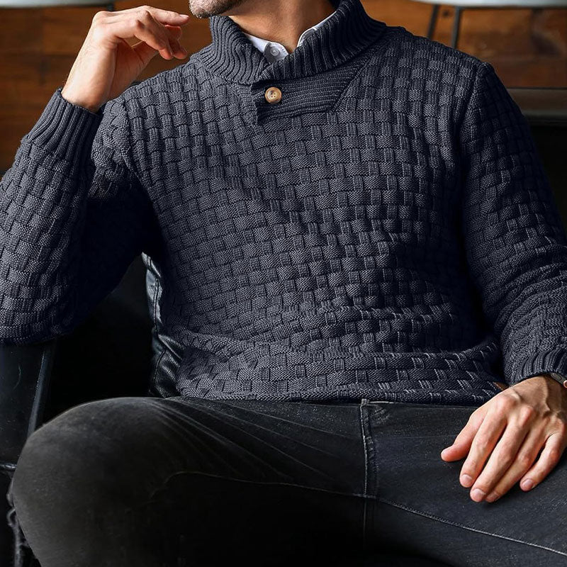 💜Herren Pullover mit strukturiertem Stehkragen