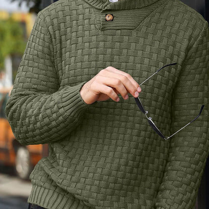 💜Herren Pullover mit strukturiertem Stehkragen-6