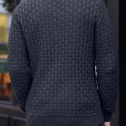 💜Herren Pullover mit strukturiertem Stehkragen-5