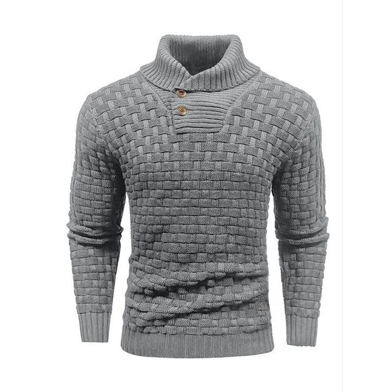 💜Herren Pullover mit strukturiertem Stehkragen-4