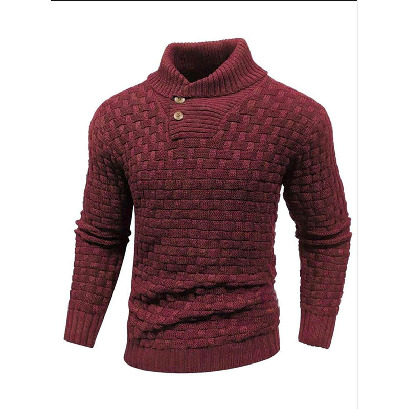 💜Herren Pullover mit strukturiertem Stehkragen-2