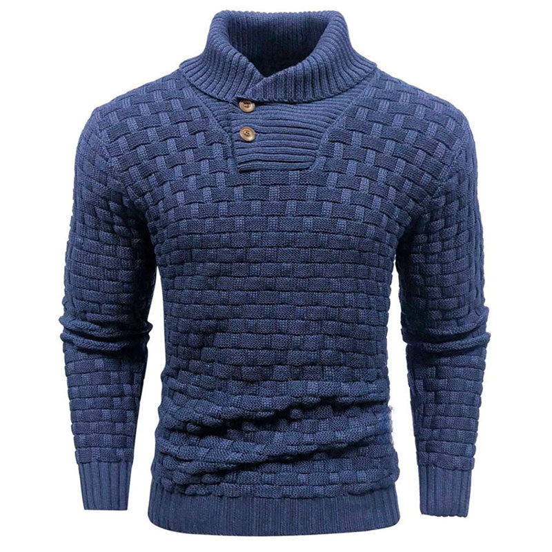 💜Herren Pullover mit strukturiertem Stehkragen-1