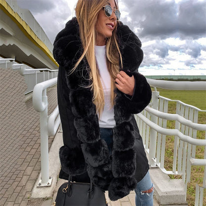 🔥Damenparka mit abnehmbarem Puffpelzkragen-2