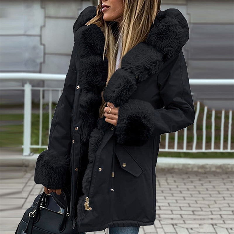 🔥Damenparka mit abnehmbarem Puffpelzkragen-3