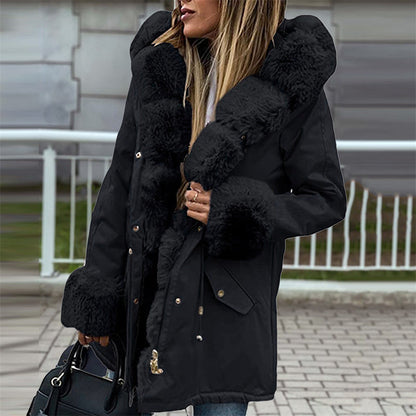 🔥Damenparka mit abnehmbarem Puffpelzkragen-3