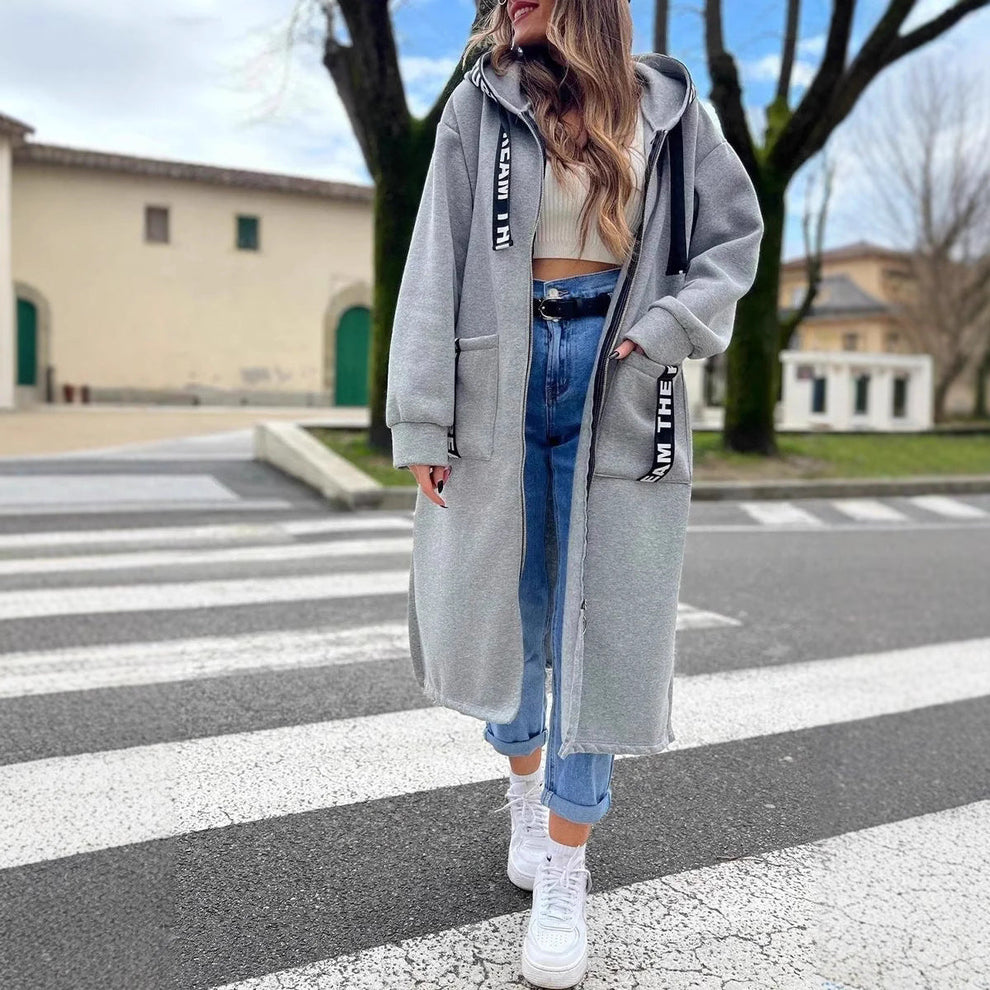 Oversize-Kapuzen-Sweatshirt-Mantel für Damen – tewtinz