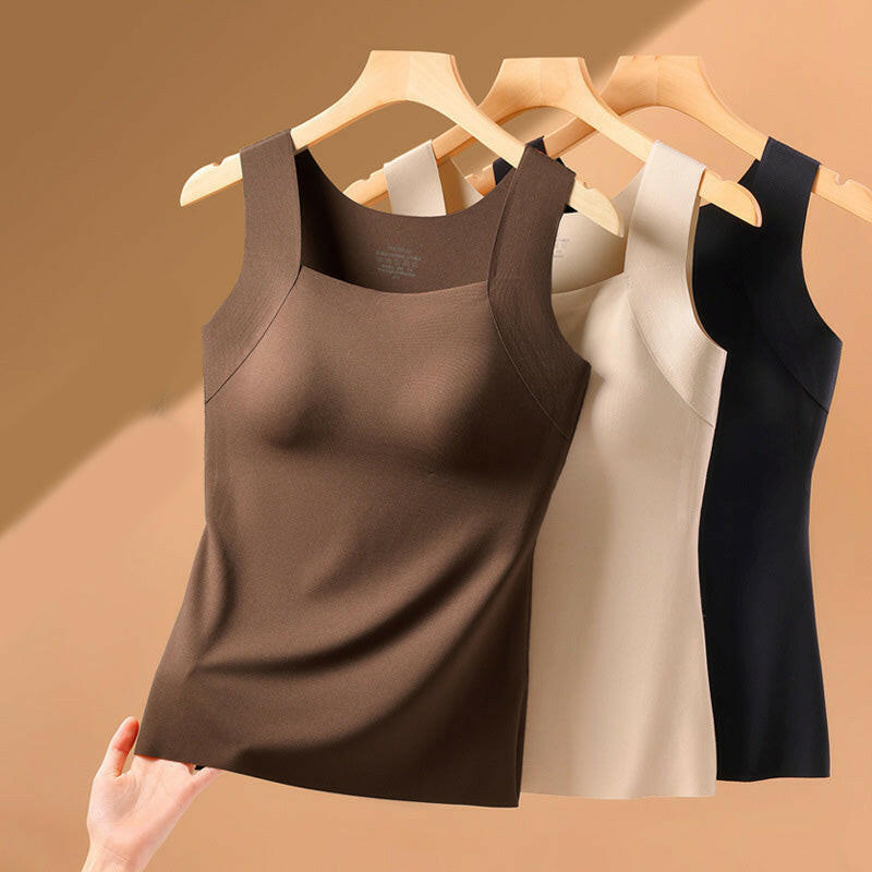 2-Piece Set💕Women’s U Neck Thermal Tank Tops with Built-In Bra-11