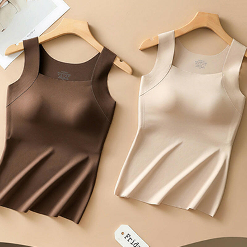 2-Piece Set💕Women’s U Neck Thermal Tank Tops with Built-In Bra-14