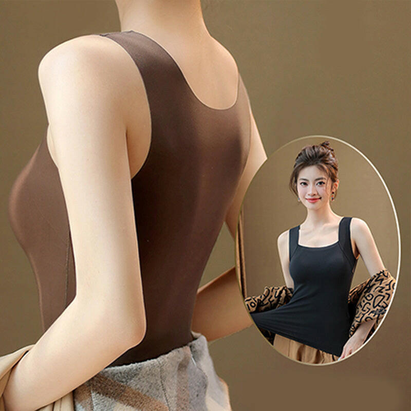 2-Piece Set💕Women’s U Neck Thermal Tank Tops with Built-In Bra-16