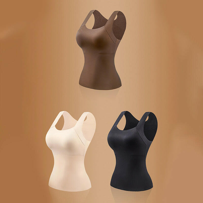 2-Piece Set💕Women’s U Neck Thermal Tank Tops with Built-In Bra-24