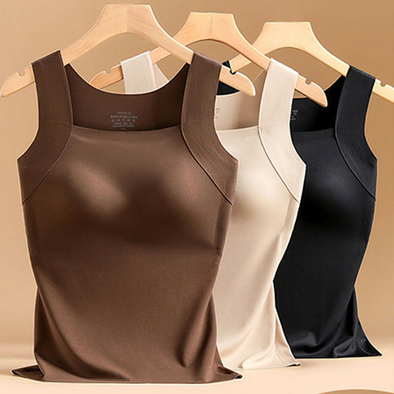 2-Piece Set💕Women’s U Neck Thermal Tank Tops with Built-In Bra-25