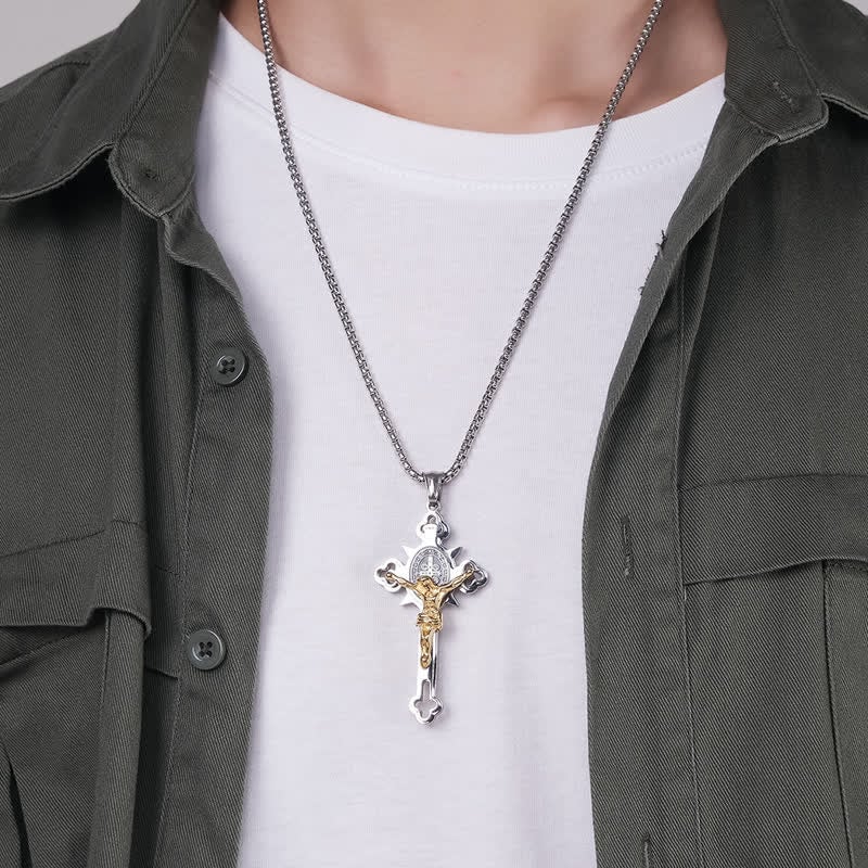 🙏 49% OFF🙏ST.Benedict Protection Cross Power Pendant Necklace-3