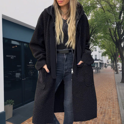 📢🎉50%Rabatt!!!🛍️✨Trendiger Damenmantel mit Reißverschluss, Kapuze und Taschen