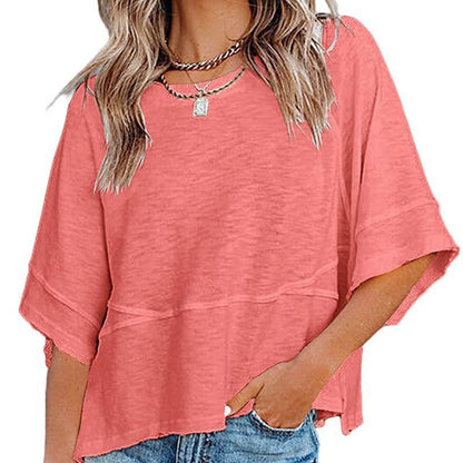 👕 50% RABATT! 🌸 Einfarbiges Damen T-Shirt mit Glockenärmeln – Locker geschnittenes Sommeroberteil aus weichem Stoff in 3 Farben✨-8