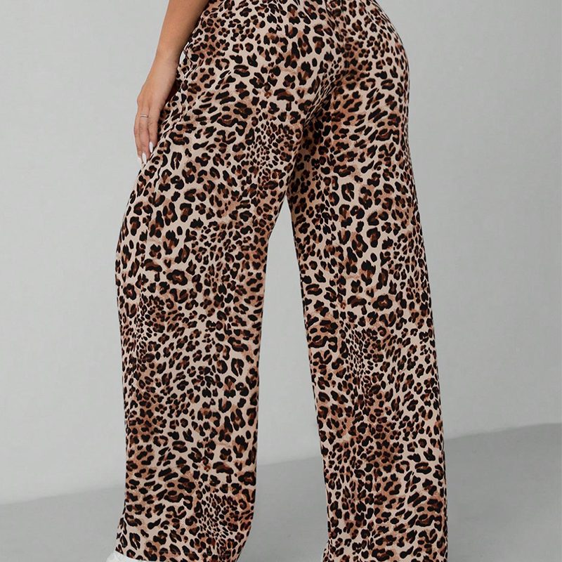 Women's Fashion Leopard Print Straight-Leg Wide Pants-3