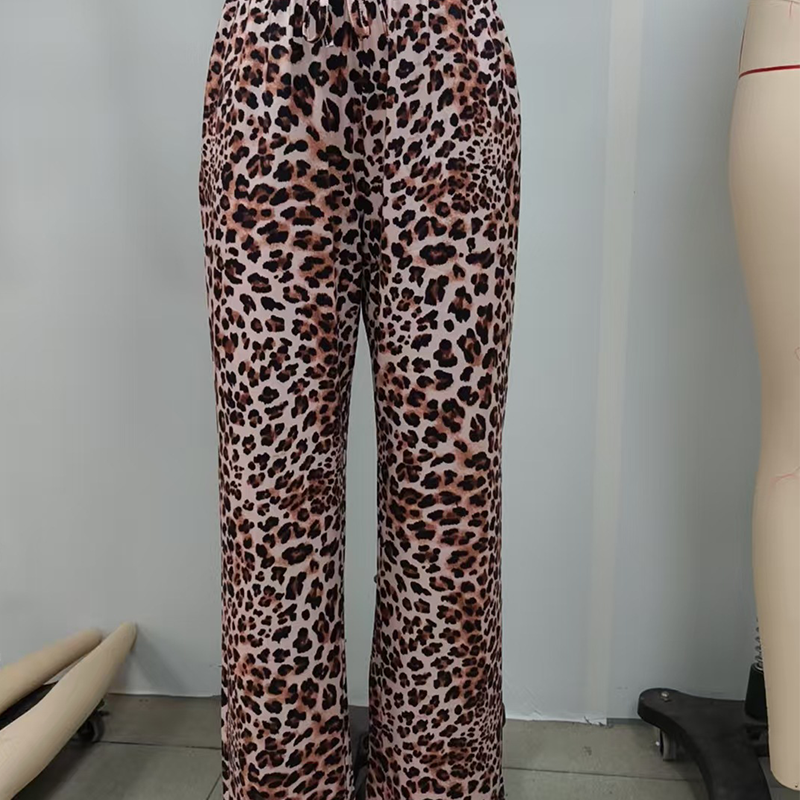 Women's Fashion Leopard Print Straight-Leg Wide Pants-4