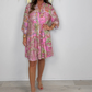 Women's Paisley Print Pink Mini Dress-3